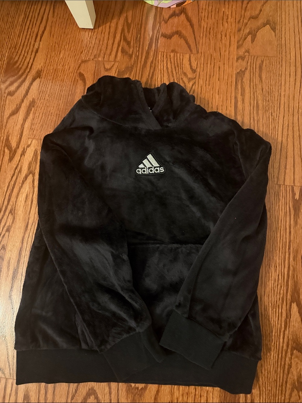 adidas Black Plush Pullover Hoodie for Kids